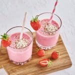 two glasses of strawberry kefir